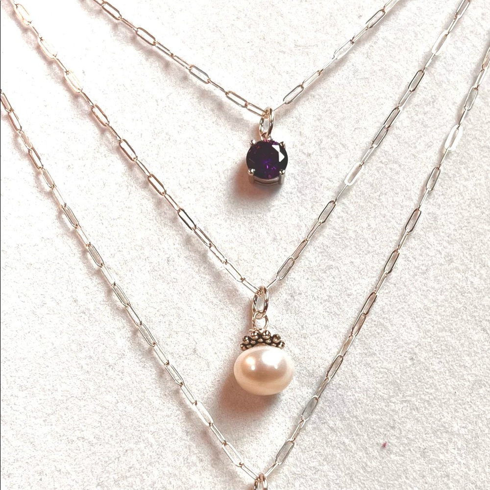 925 Sterling Silver. Three layers. Necklace - Picture 5 of 7